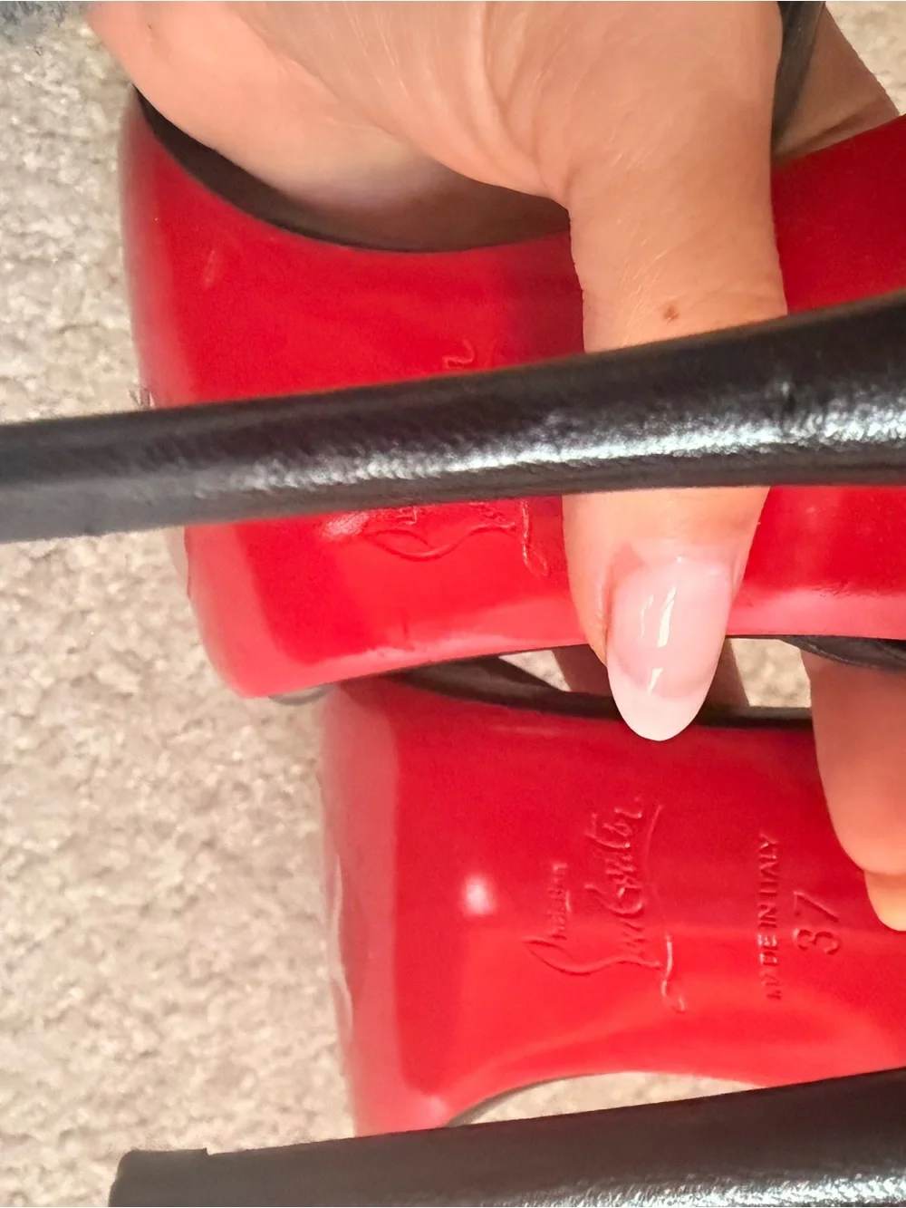 Christian Louboutin Black Strappy Leather Heels